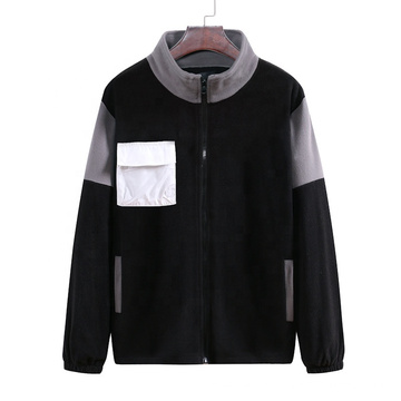 2021 Oversized  Autumn New Large Size Pocket Decoration Color Matching Men's Casual Collar Sweater Coat